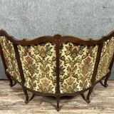Rare Banquette d'angle / caqueteuse style Louis XV en bois sculpté époque XIXeme