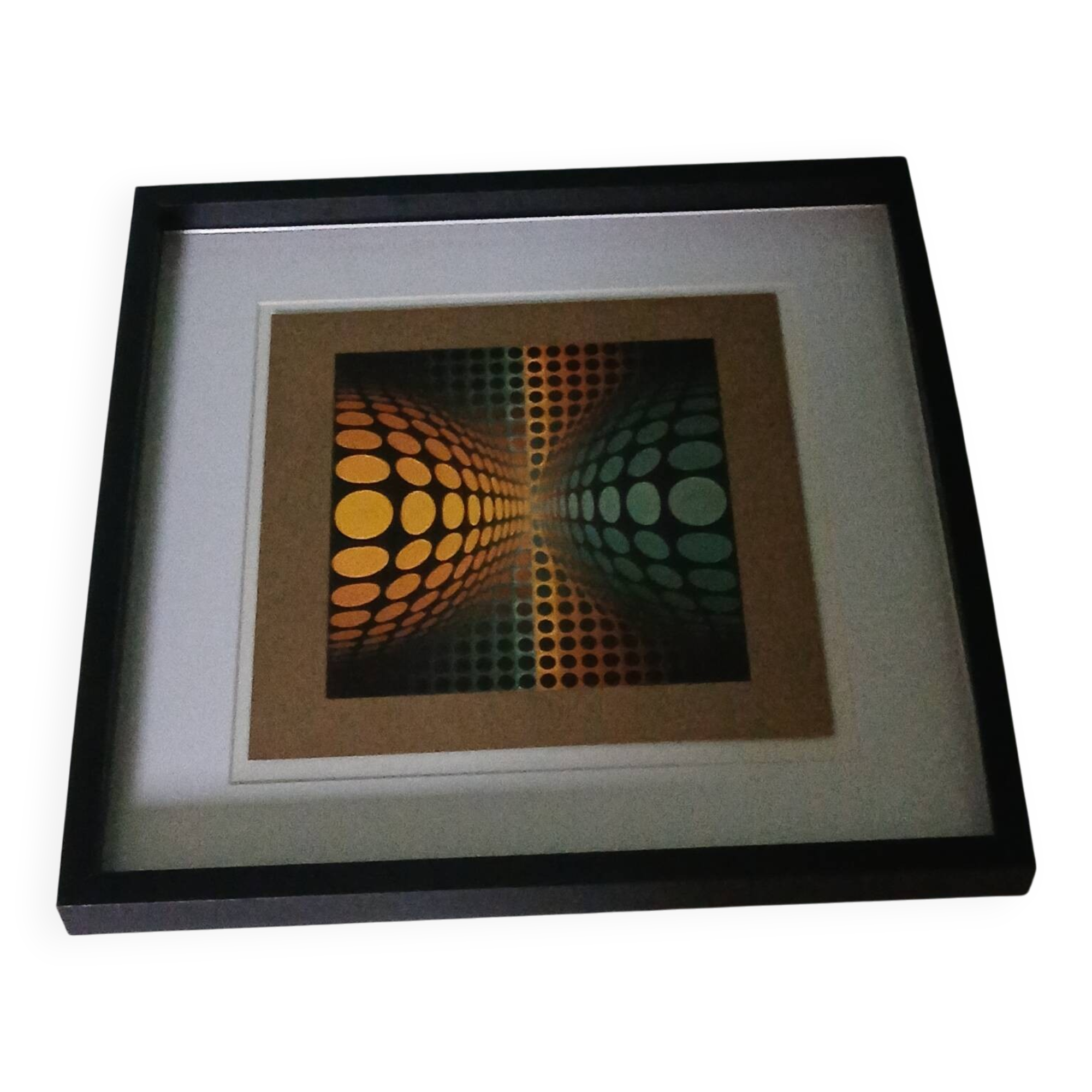 Tableau Vintage Art Optique - Victor Vasarely - Frame 40x40cm