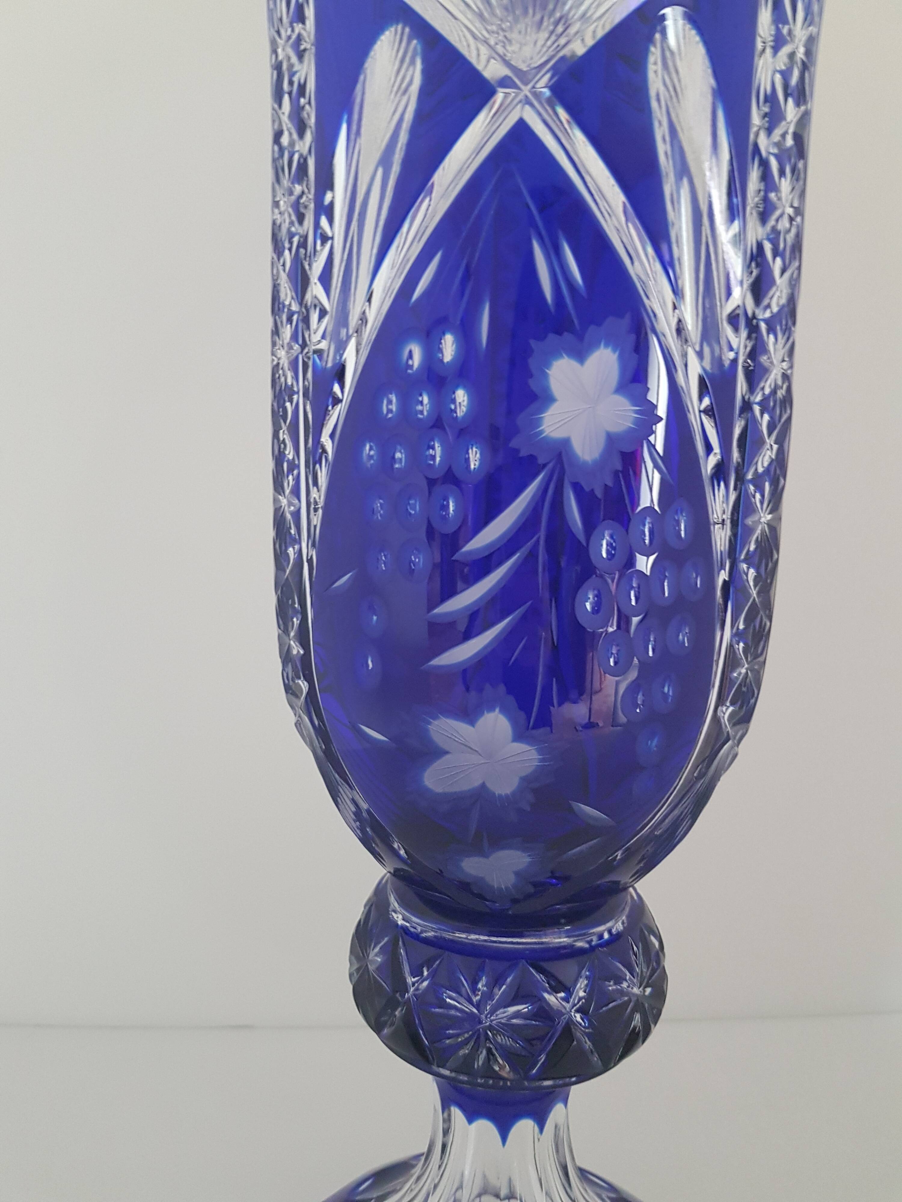 Vase bleu cristallery of lorraine - large model