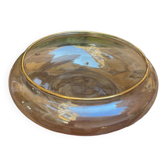 Round crystal amber dish