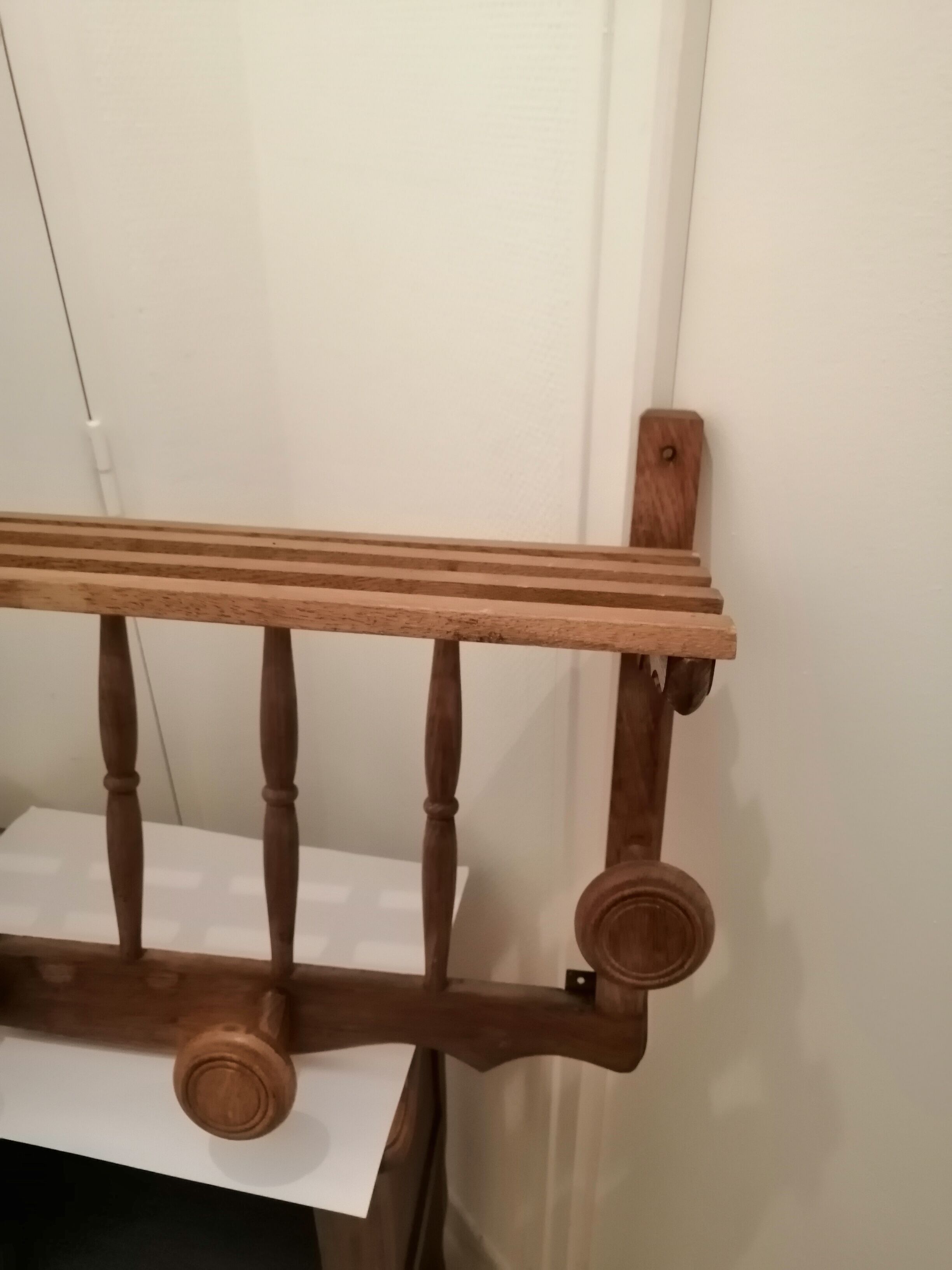 Rustic wooden wall coat rack
