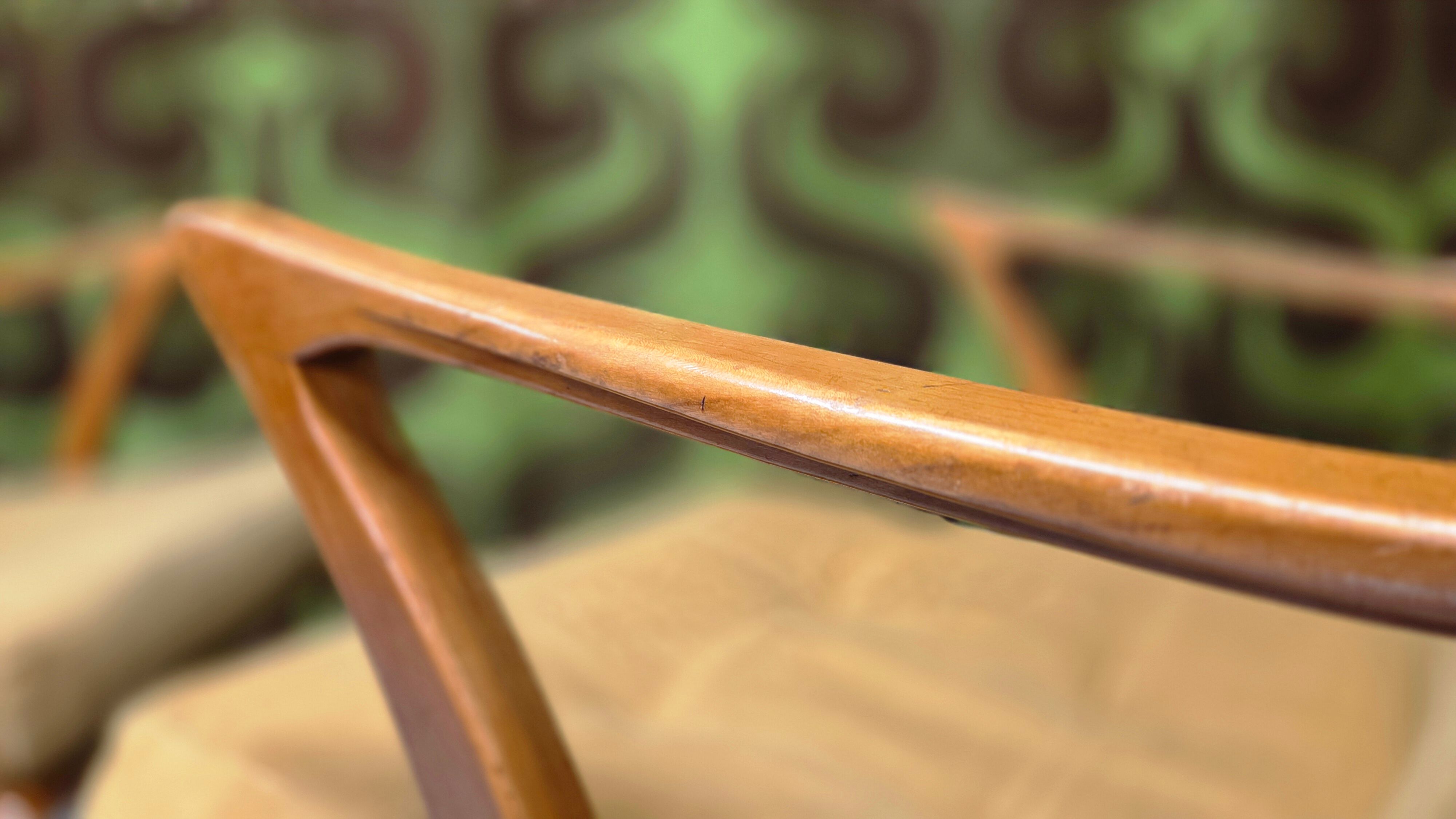 Pair of vintage Scandinavian armchairs 1960 curved beech