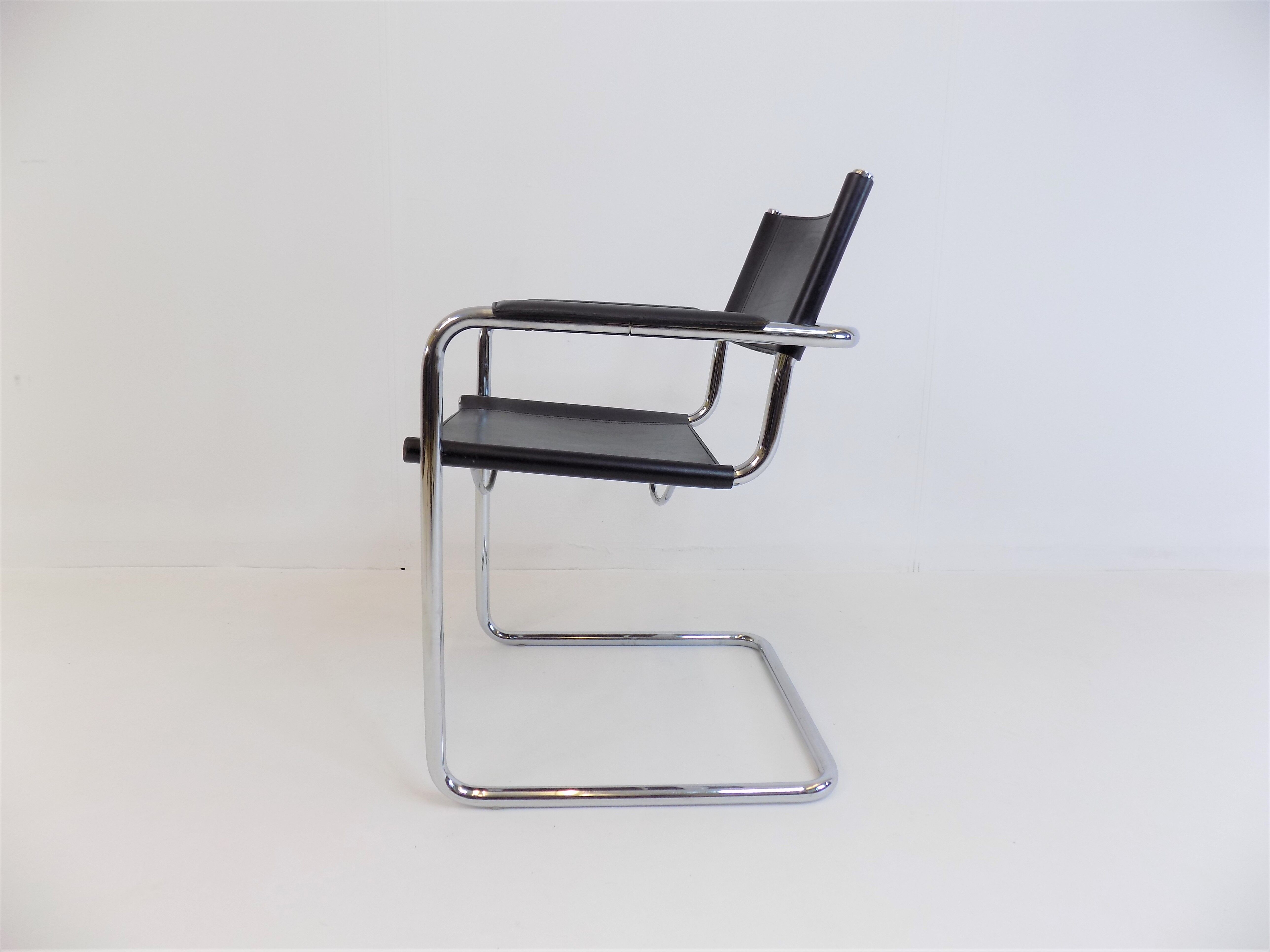 Set of 6 leather cantilever chairs