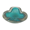 Cendrier sommerso, en verre bullé doublé bleu de Murano