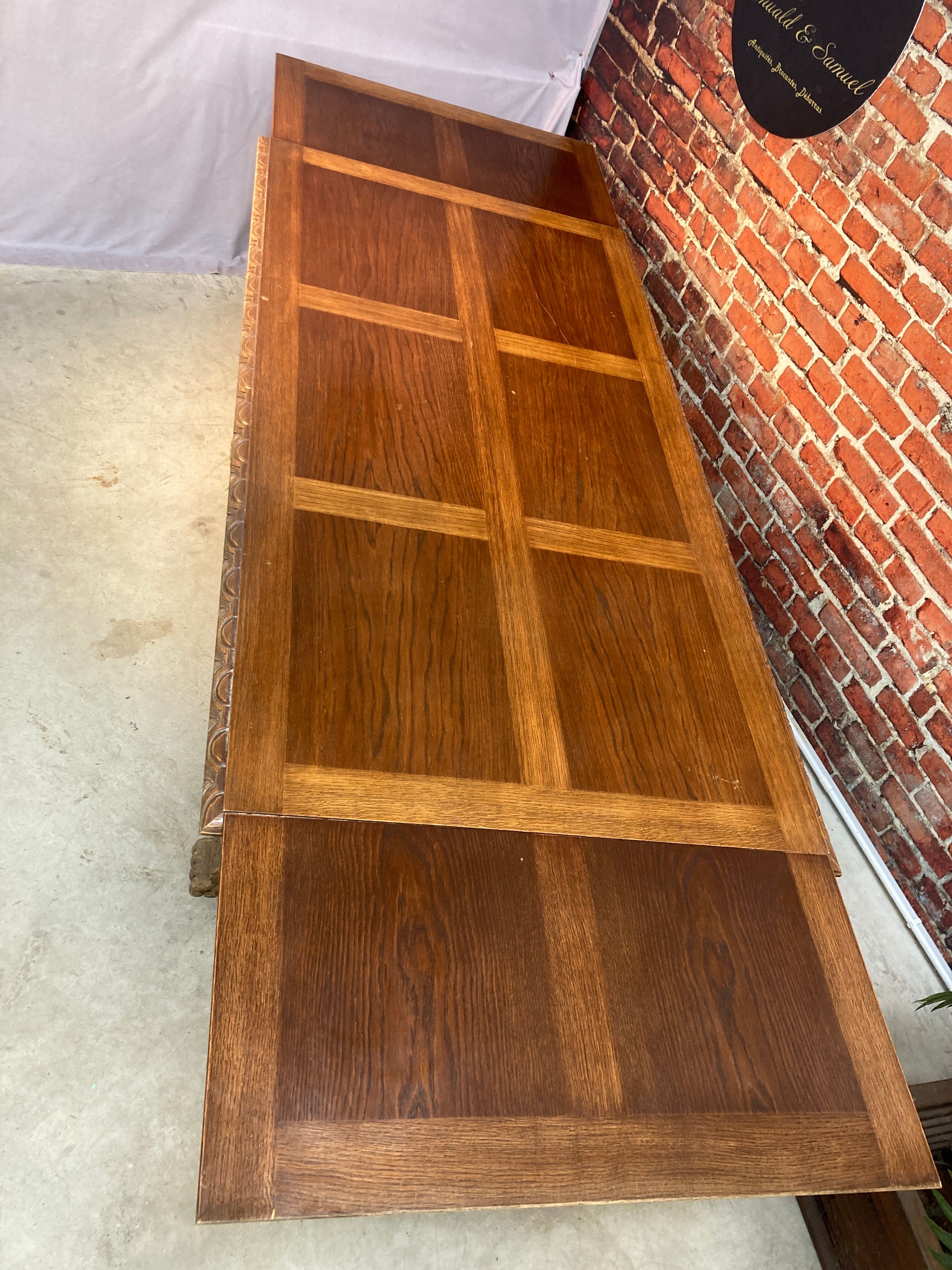 Large carved solid wood table, Spanish neo renaissance style