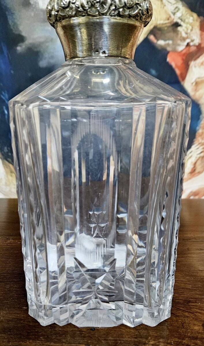 Antique cut crystal carafe – Silver mount / Art Deco period
