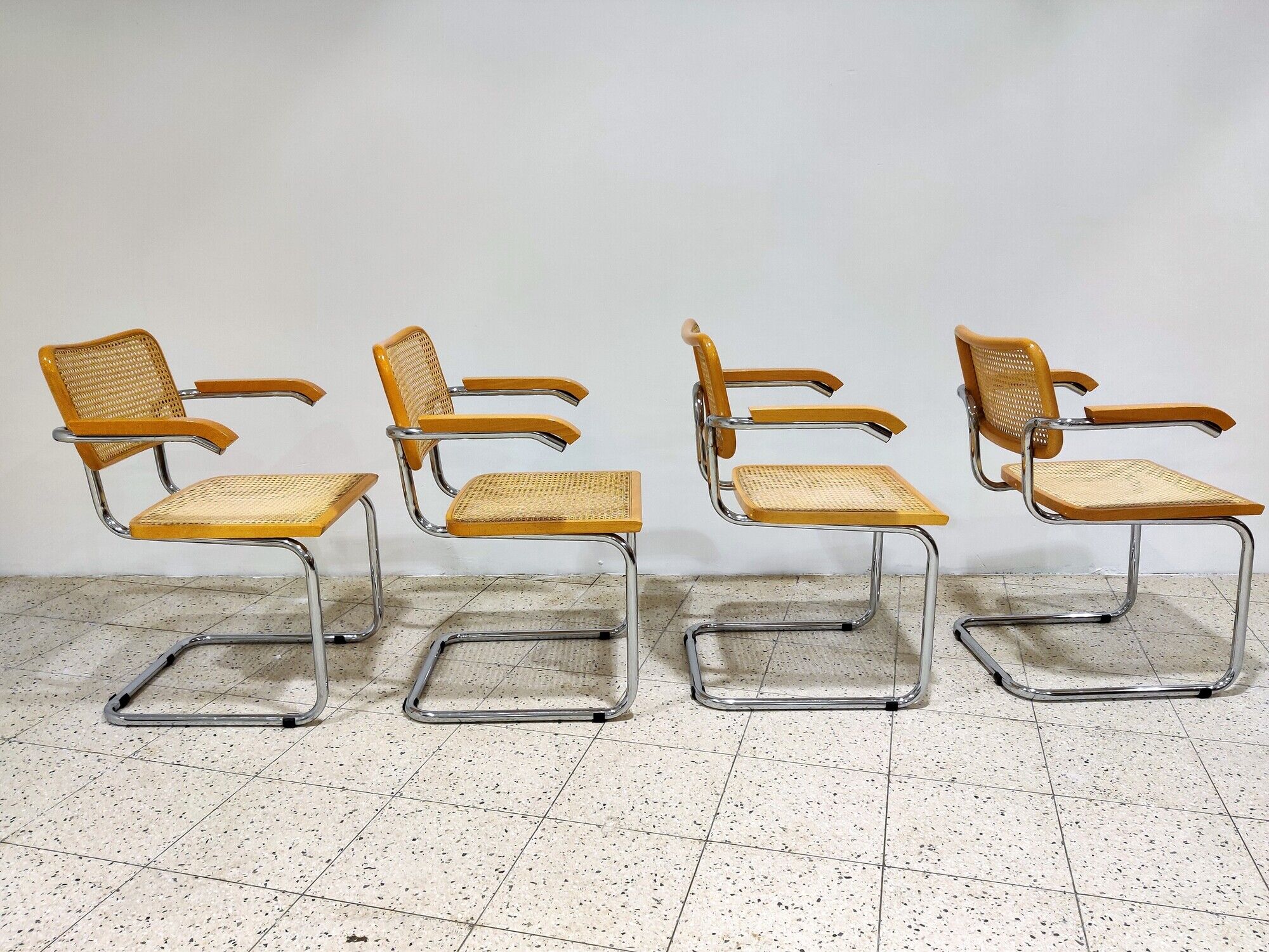 Vintage Marcel Breuer Cesca B64 chairs, made in italy, 1970