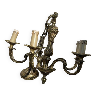 Louis XV brass chandelier with 5 bulbs