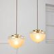 Mid-century Italian Brass and Glass Pendant Lamps, set of 2