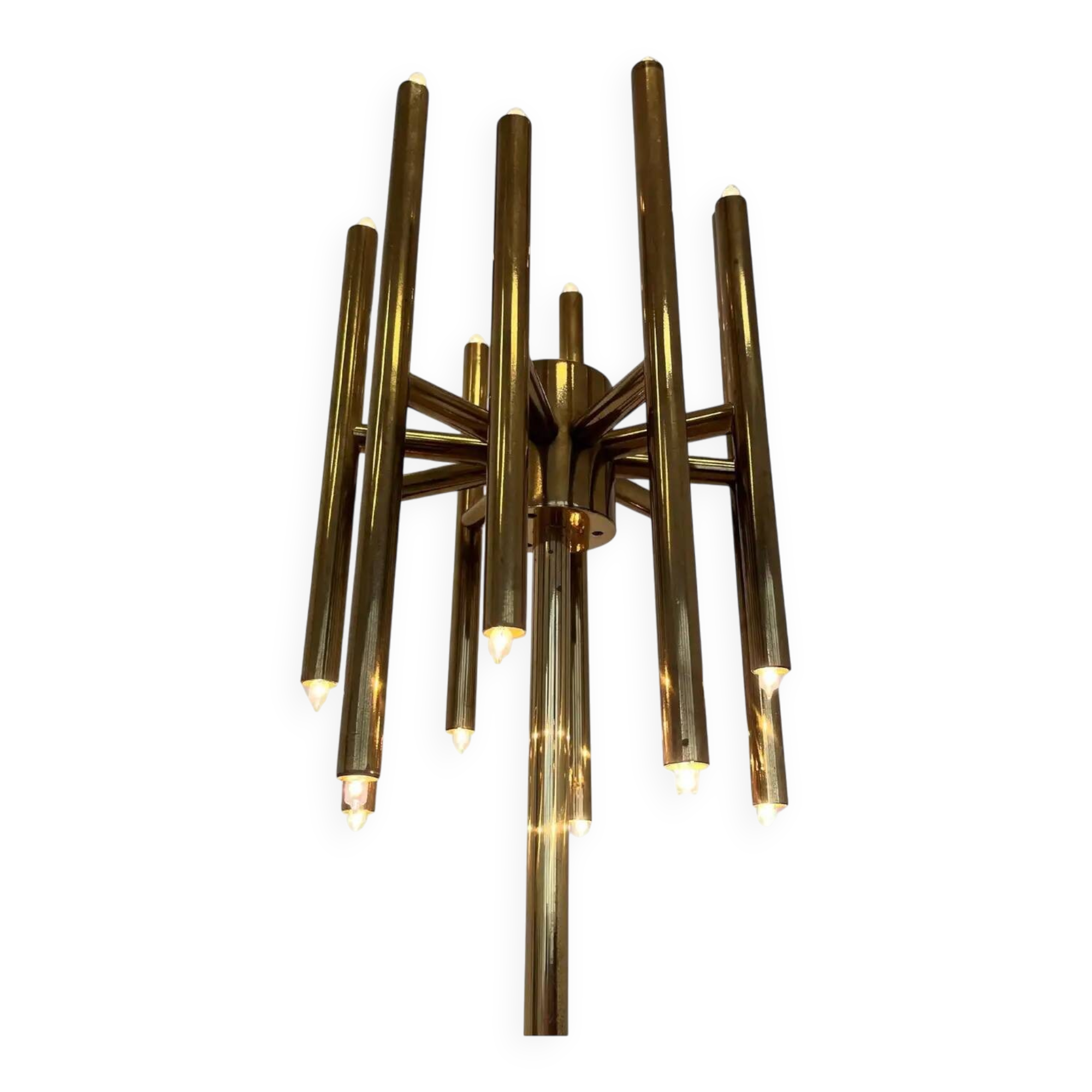 Mid-century design brass floor lamp, 1980s in style of Gaetano Sciolari
