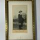 Old photo frame in golden brass floral decoration and small knot 18th With glass