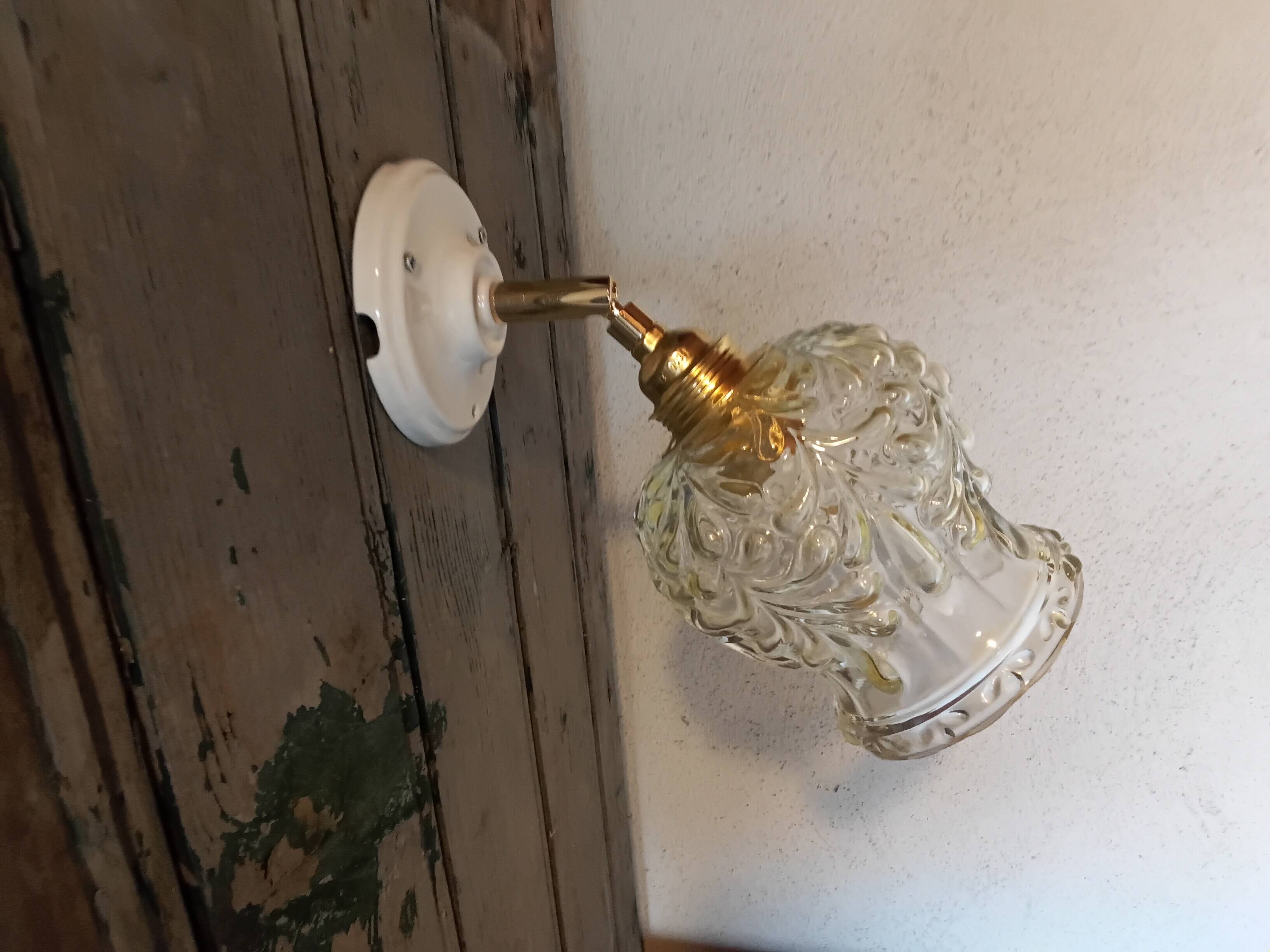 Vintage molded glass wall light