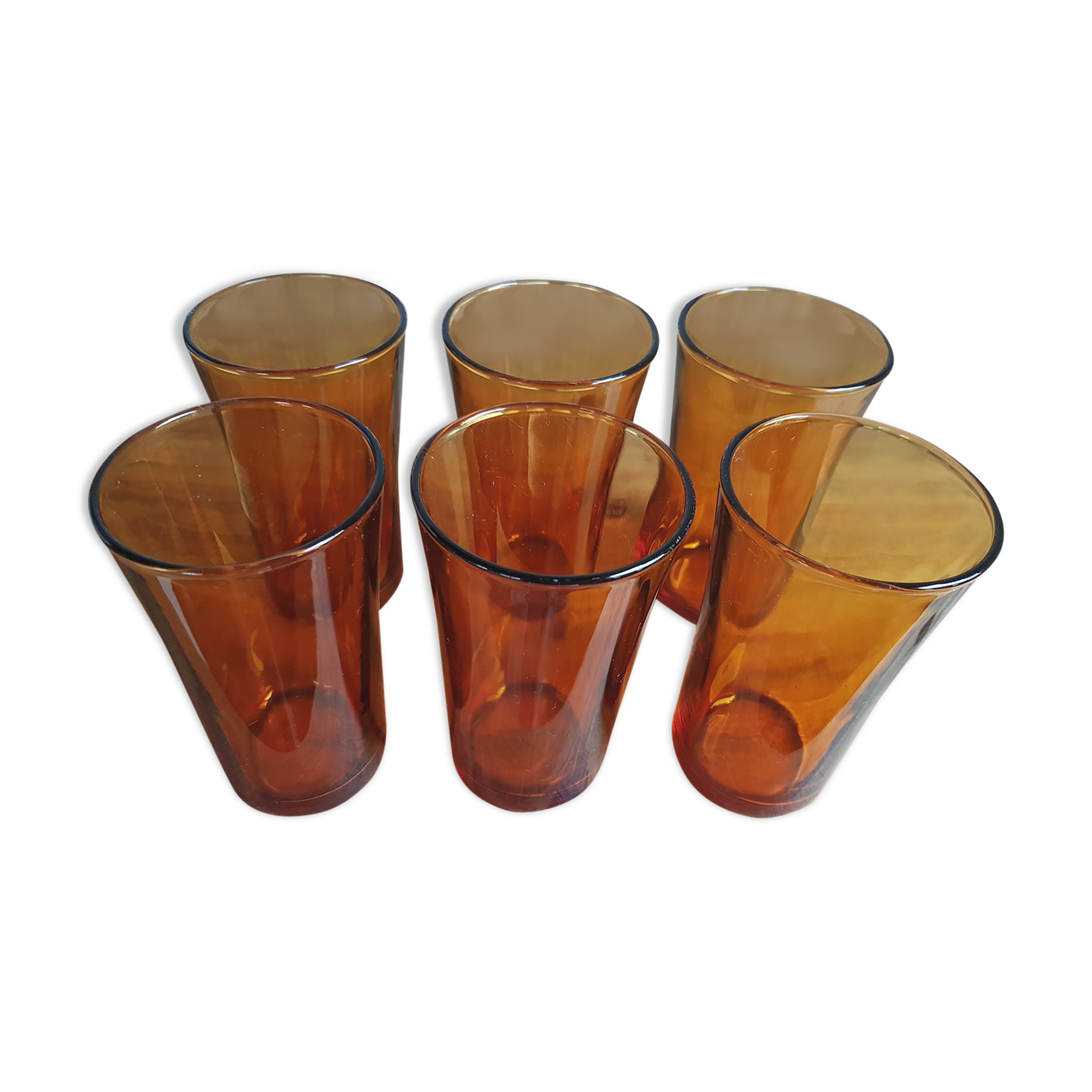 Set de 6 verres vintage en verre brun