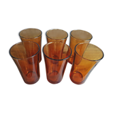 Set de 6 verres vintage en verre brun