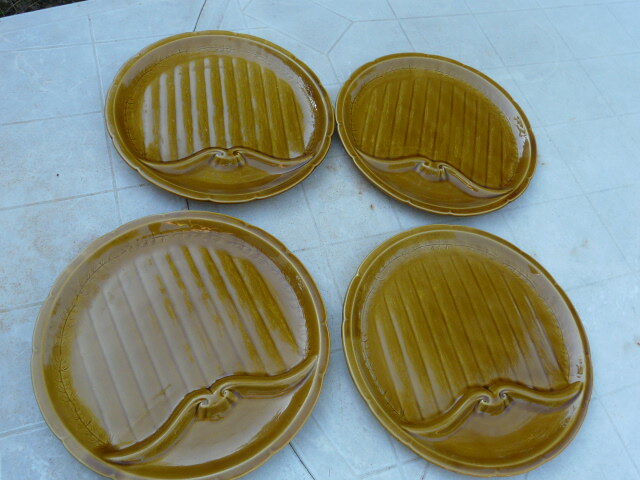 4 asparagus plates in Gien earthenware