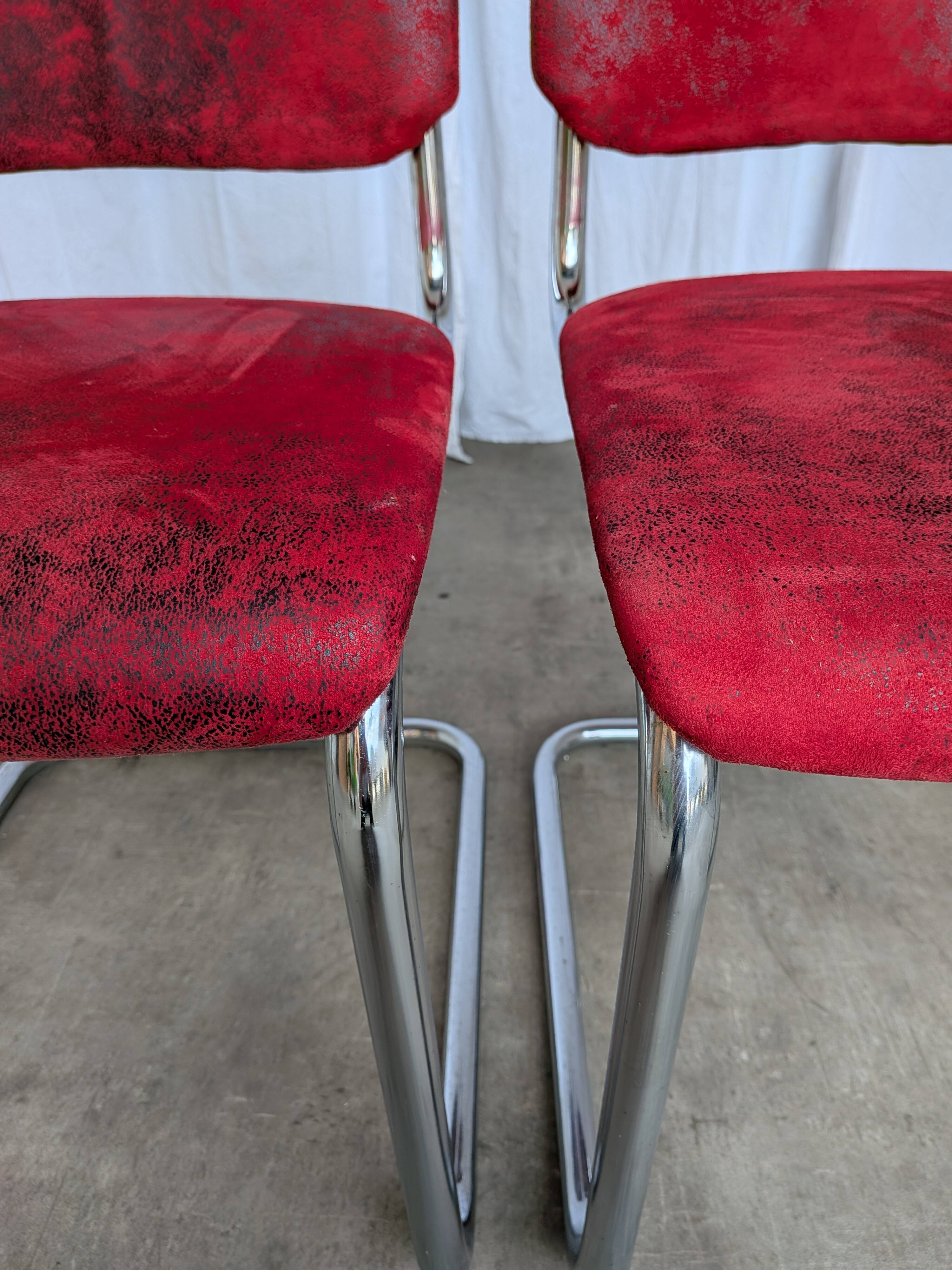 Cesca Style Dining Chair: Red Fabric, Tubular Frame, 1970s ( 2 in stock)