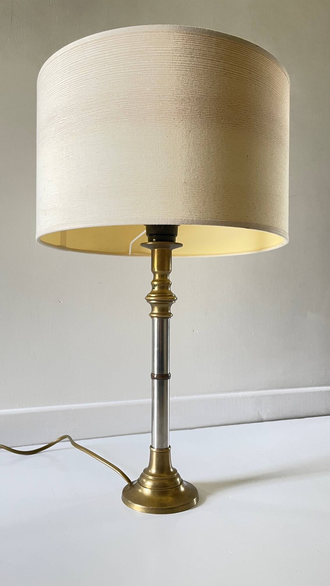 70s lamp with wood effect lampshade