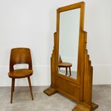 Mirror psyche art deco oak 1930