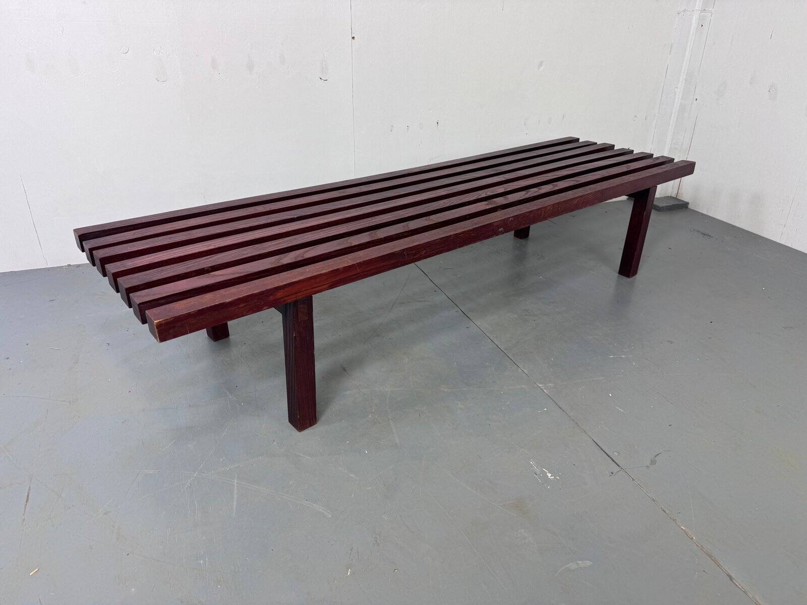 Mid-century modernist wooden wenge slat bench coffee table by Gijs Bakker for Castelijn, 1970s