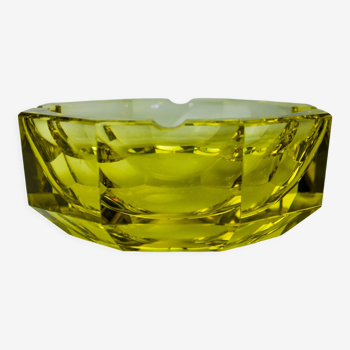 Cendrier Sommerso vert par seguso, verre facetté, murano, italie, 1970