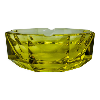 Green Sommerso ashtray by seguso, faceted glass, murano, italy, 1970