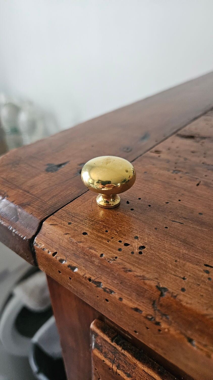5 polished brass furniture knobs