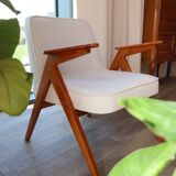 Pair of vintage white bouclé armchairs