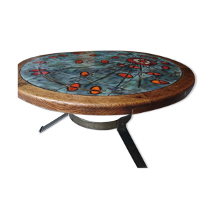Table basse ronde signée