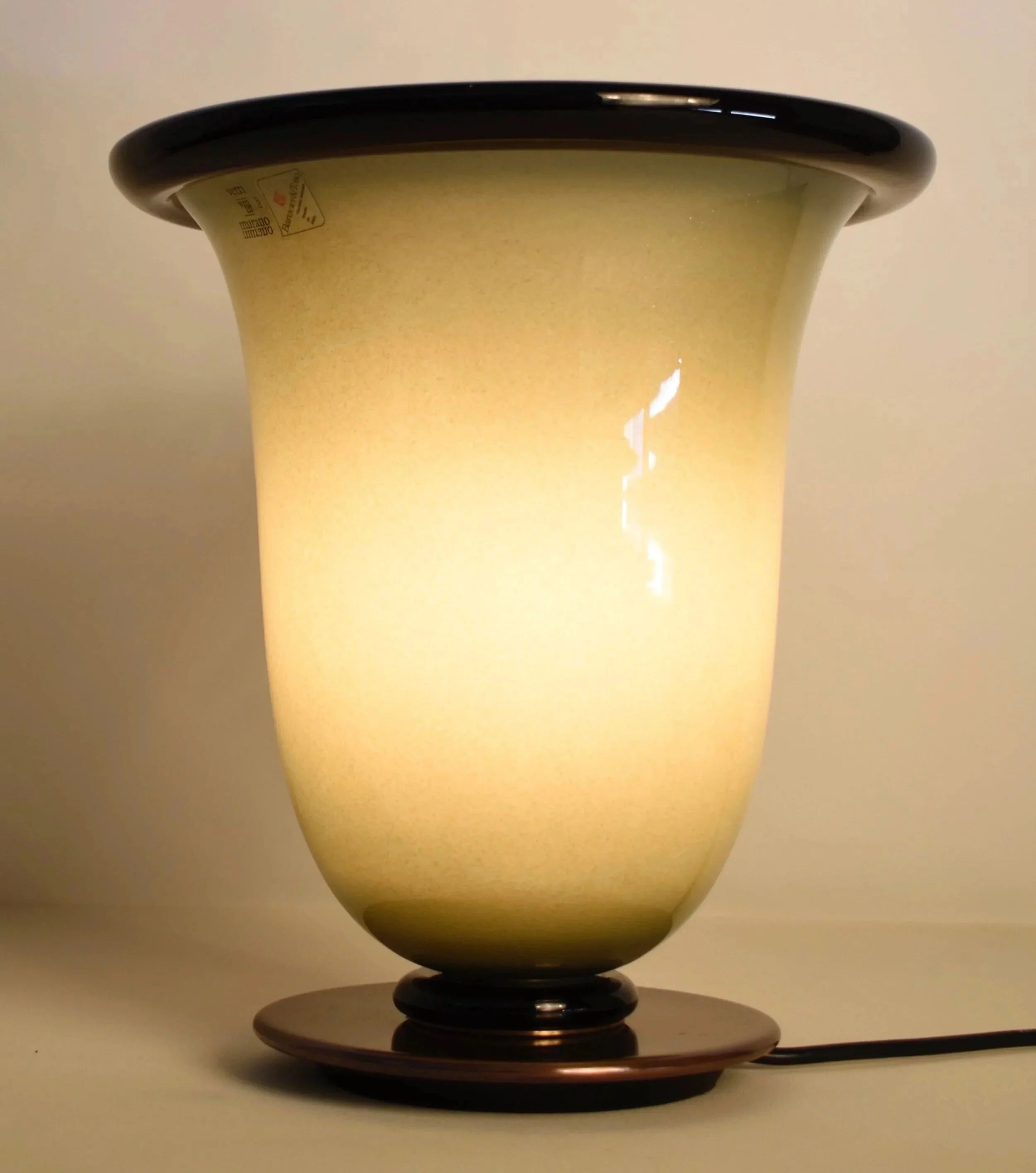 Green and black Murano glass table lamp by Barovier e Toso