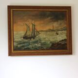 Large oil on marine canvas