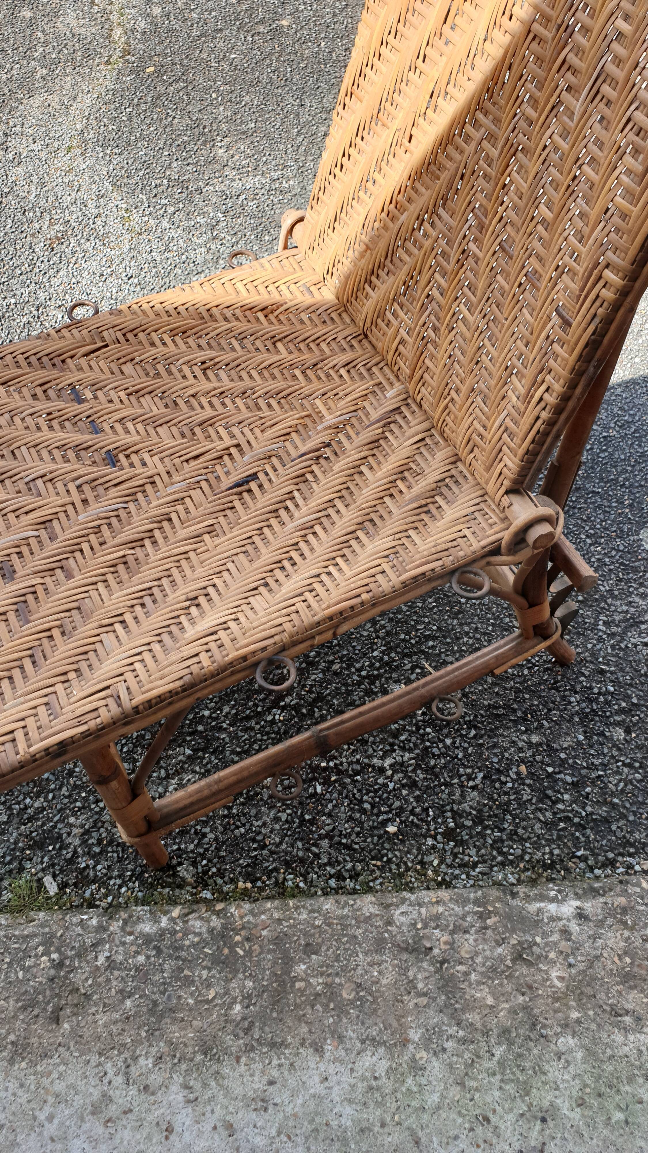 Rattan garden deckchair half XXth