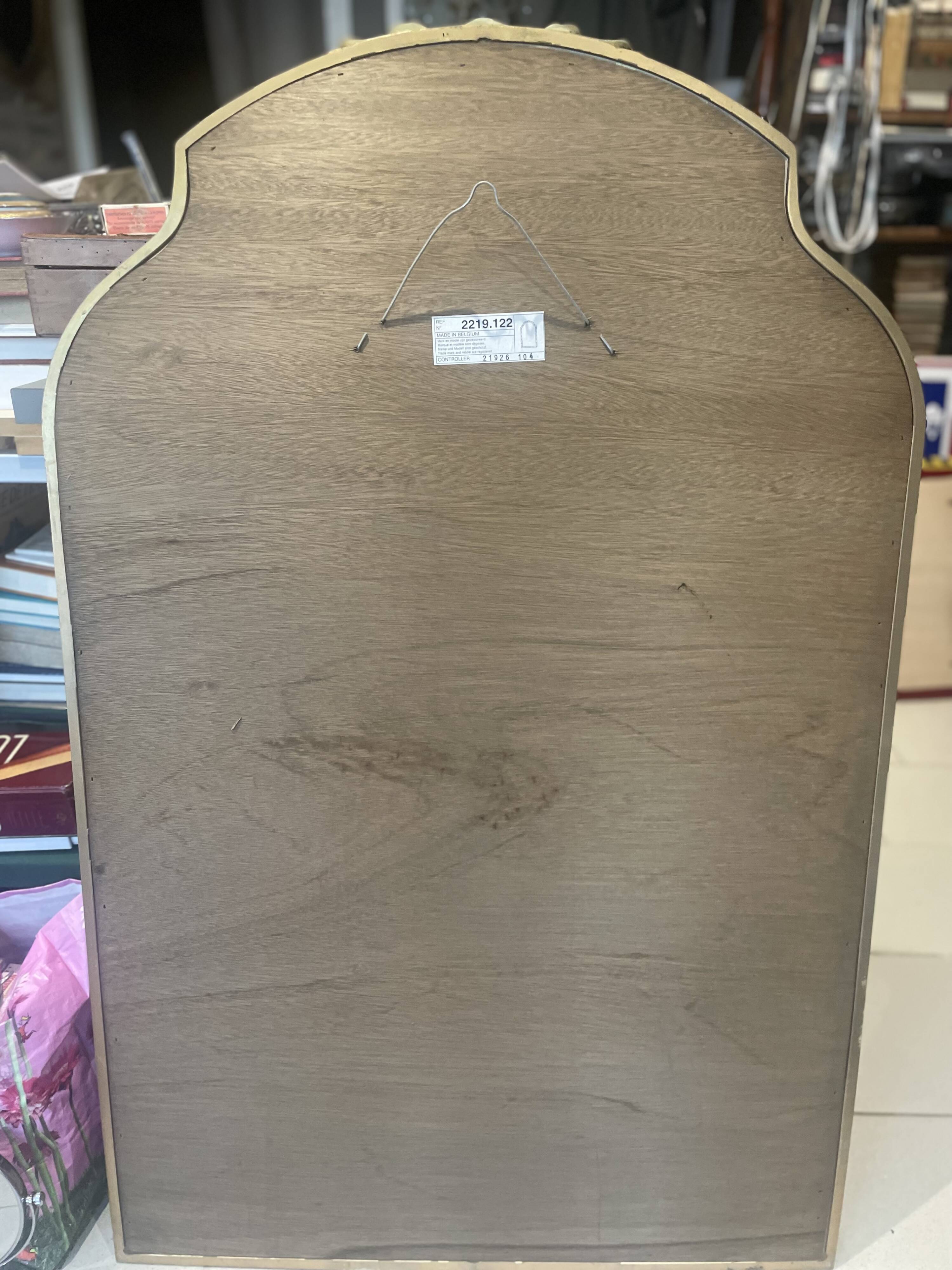 Imposing neo-classical style mirror, wood and stucco "Deknudt"