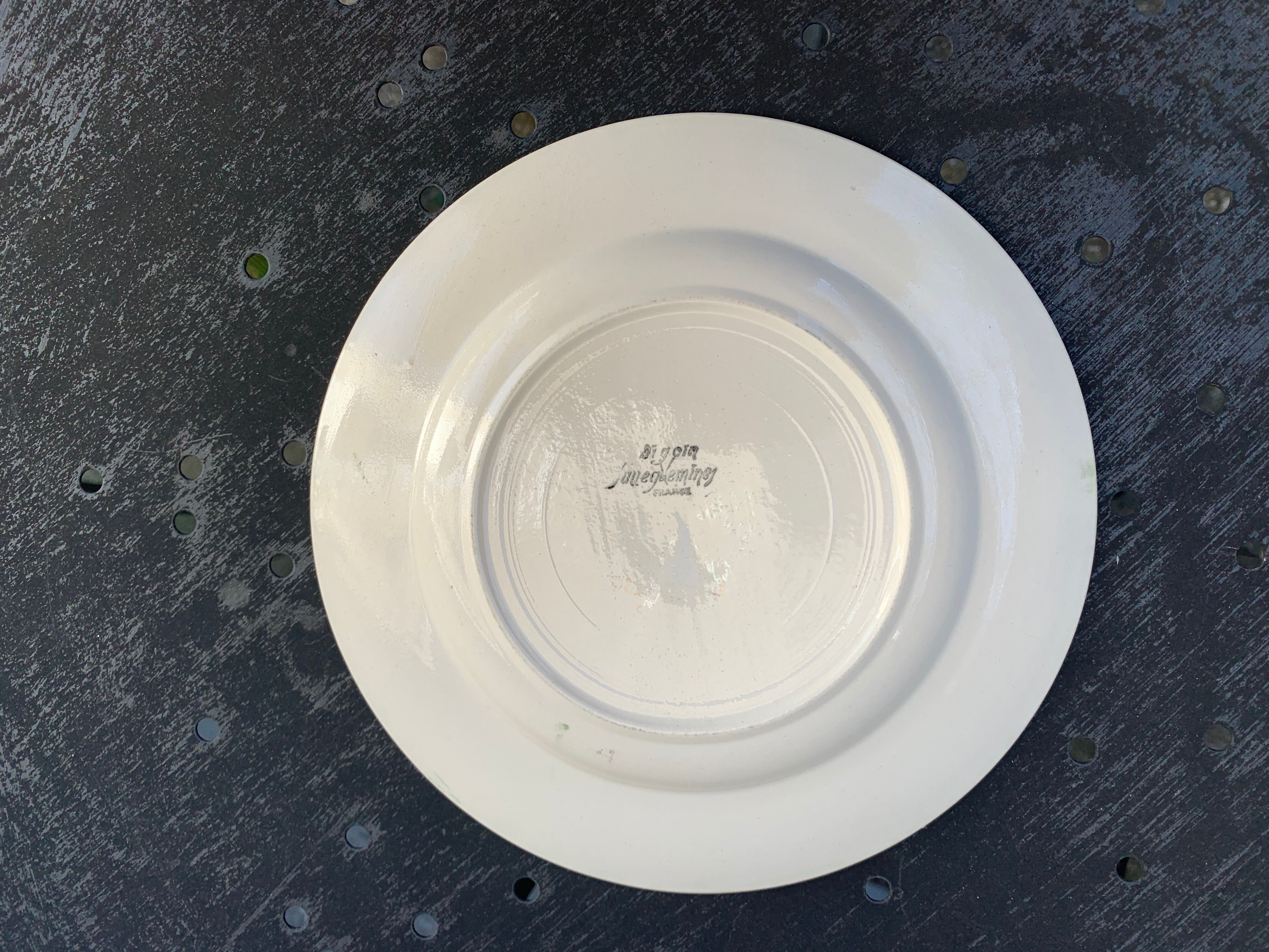 6 dessert plates in white earthenware and green edging Digoin Sarreguemines vintage