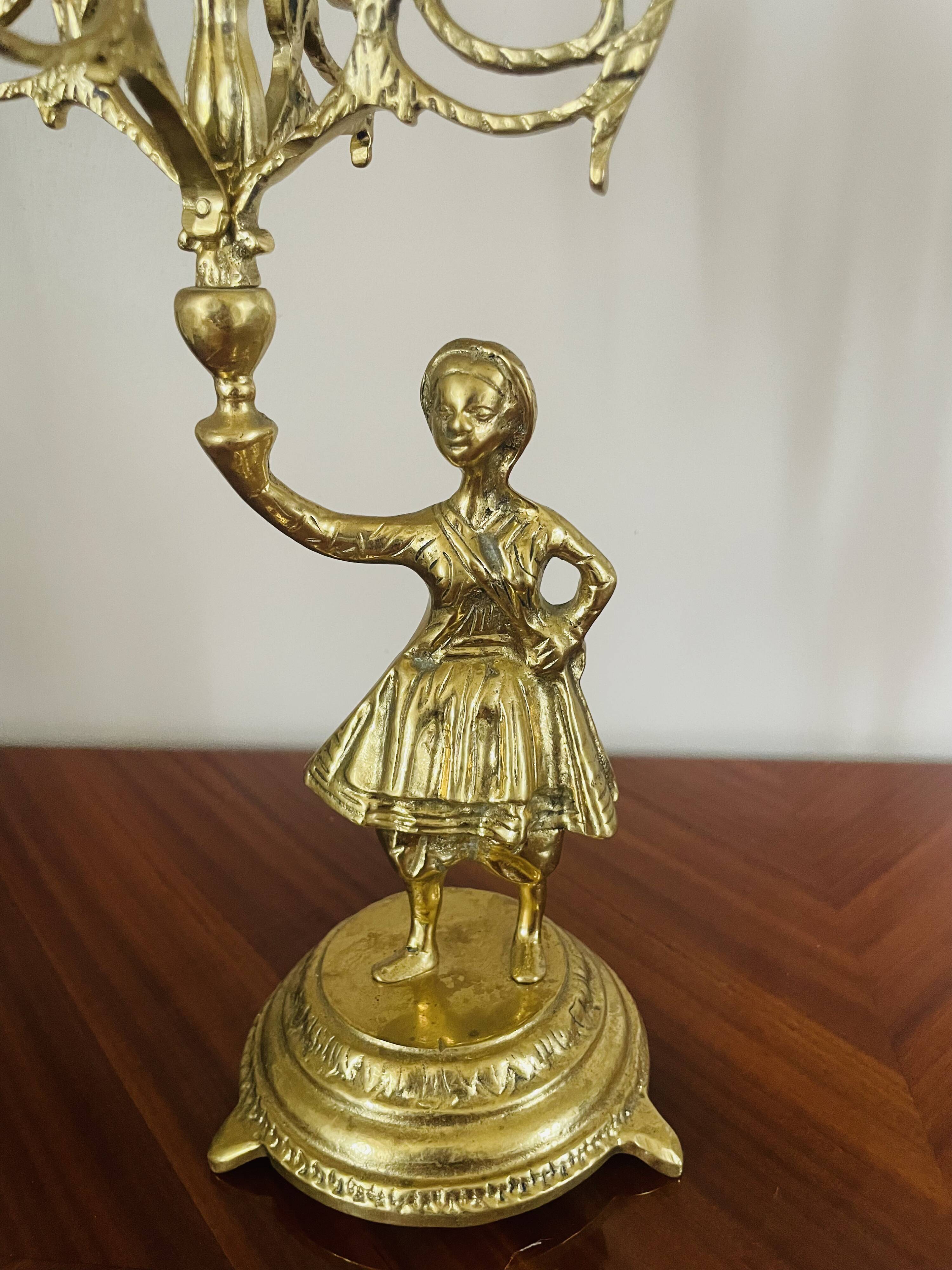 Pair of candelabra Candle holders Antique in gilded bronze style