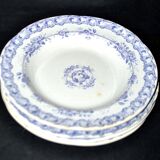 Set of 4 old earthenware plates from CREIL & MONTEREAU with purple vine decoration, 19th century.