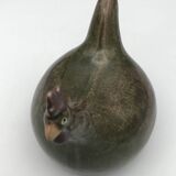 Coq vintage en grès émaillé vert olive