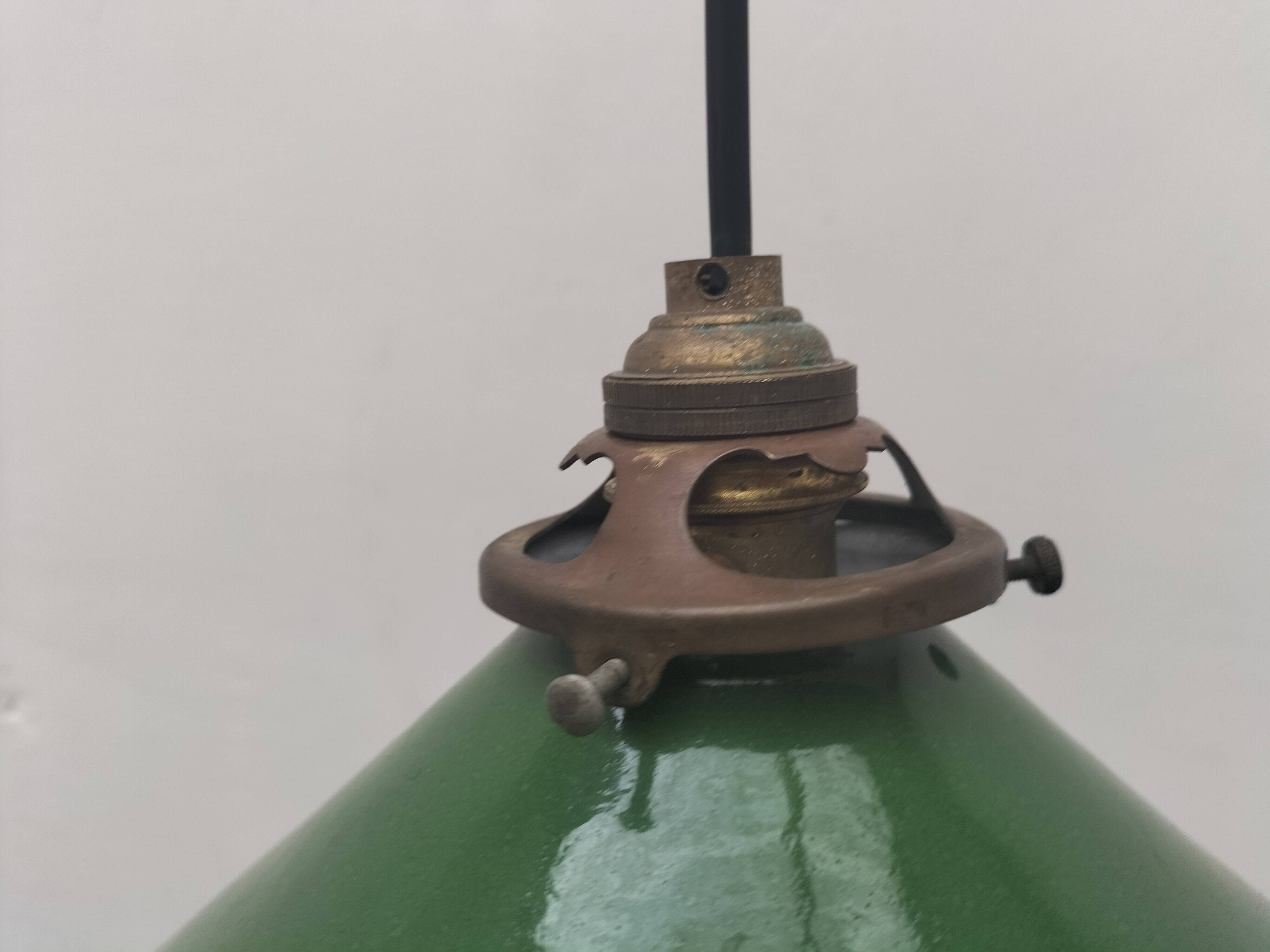 Enameled sheet metal cone pendant light