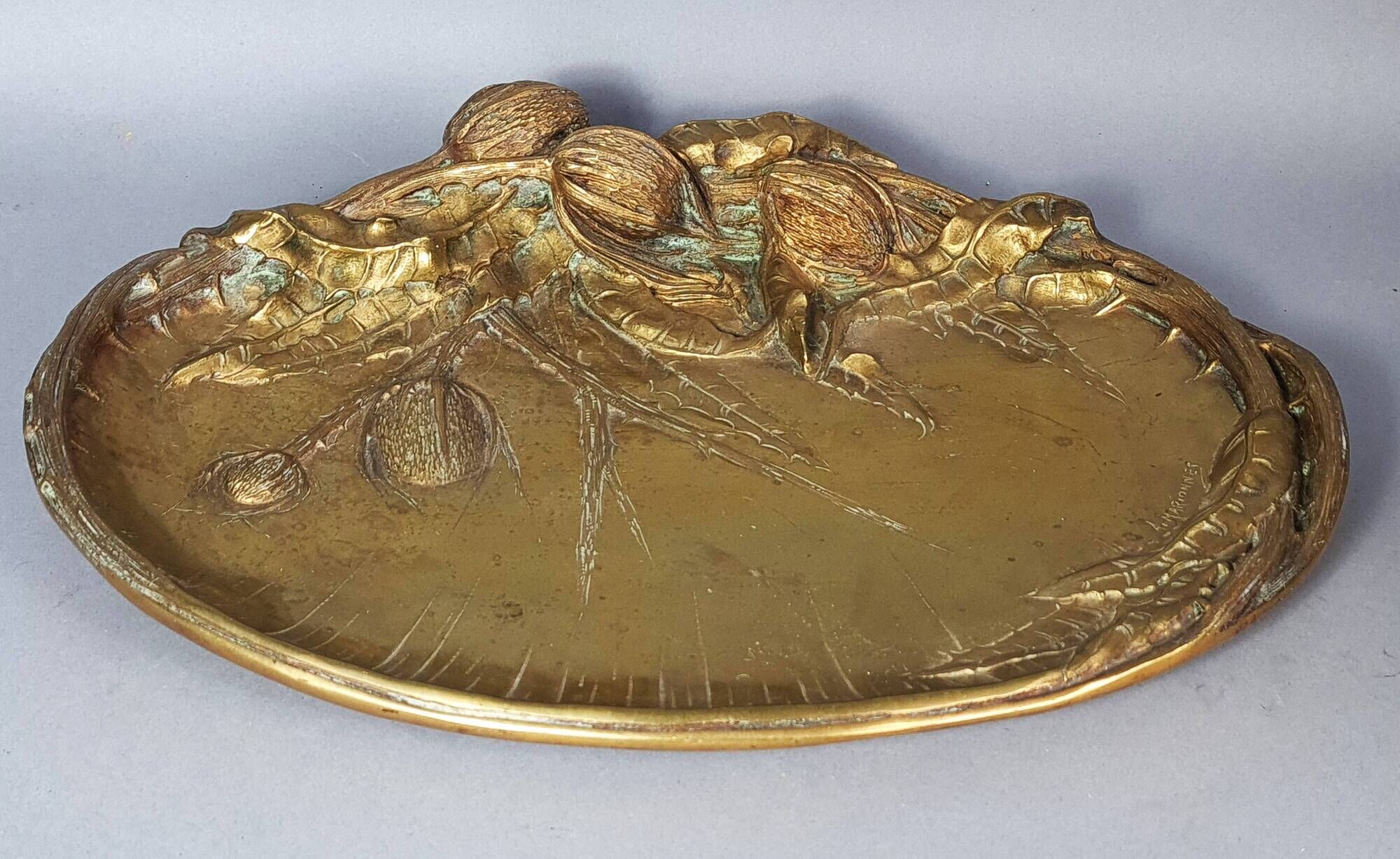 A. Marionnet Art Nouveau centerpiece gilt bronze, signed 41x30 cm C