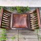 Fauteuil curule en bois et cuir