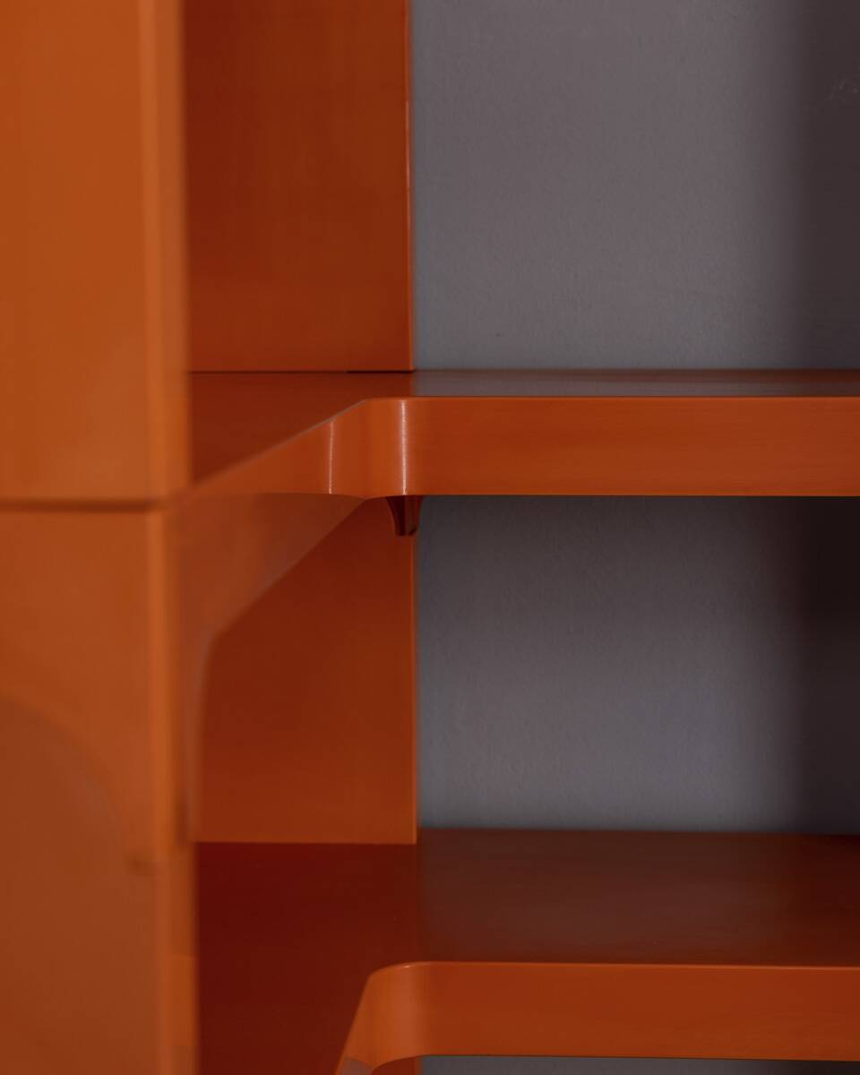 Vintage 1970s plastic corner bookcase designed by Olaf Von Bohr for Kartell