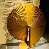 Large vintage wooden fan-shaped screen