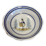 Earthenware centerpiece with painted decoration of a drummer