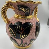 Old Vallauris ceramic earthenware vase rose gold vintage 1960 70 Tulip flowers