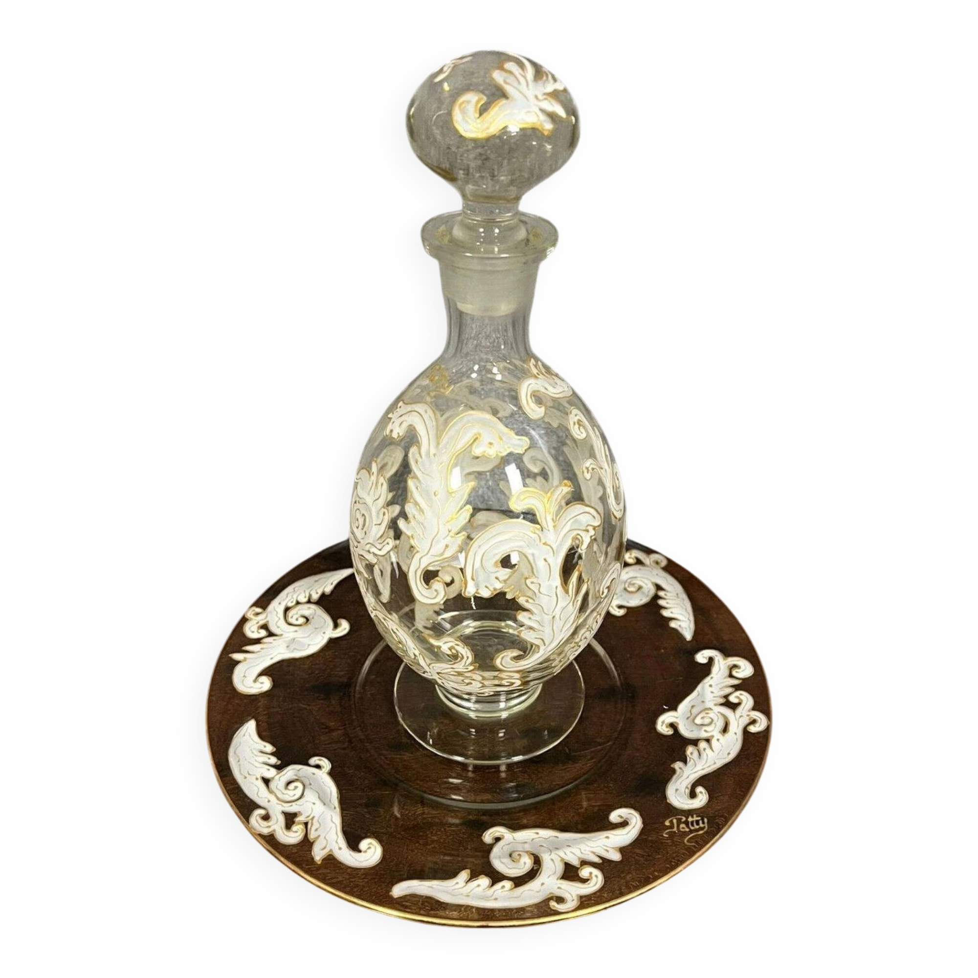 Luxurious crystal carafe and tray set / Murano - Baccarat - Saint L