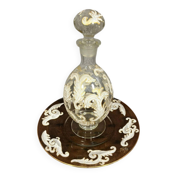 Luxueux ensemble carafe et plateau en cristal / Murano - Baccarat - Saint L
