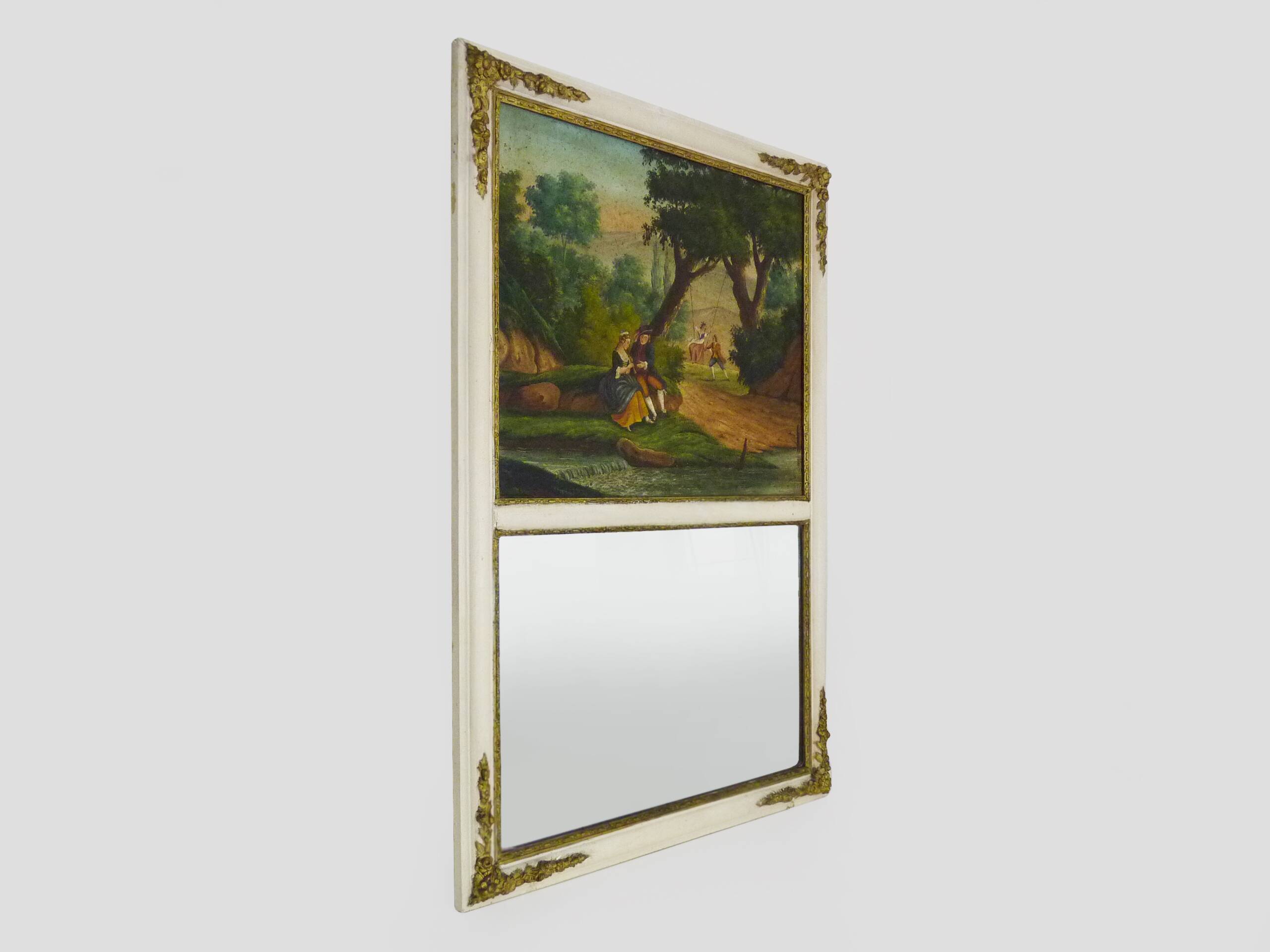 Large Louis XVI style trumeau mirror, 2nd half of the 19th century