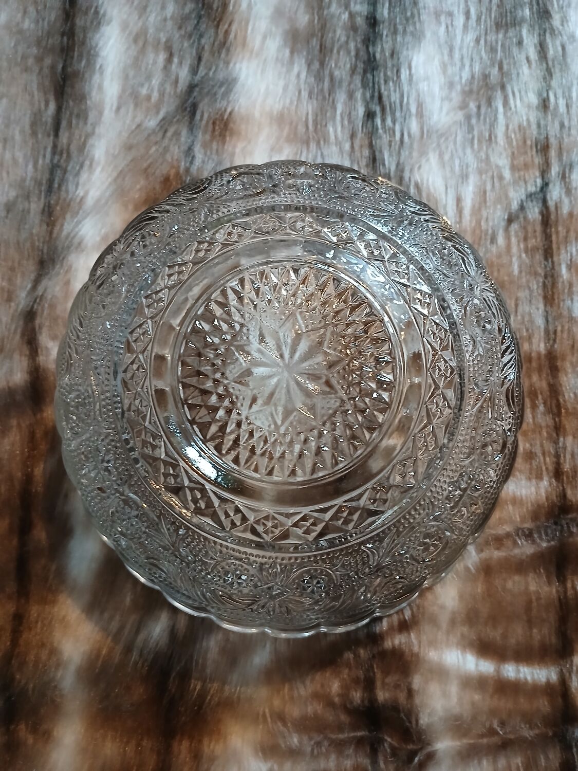 Antique cut glass salad bowl
