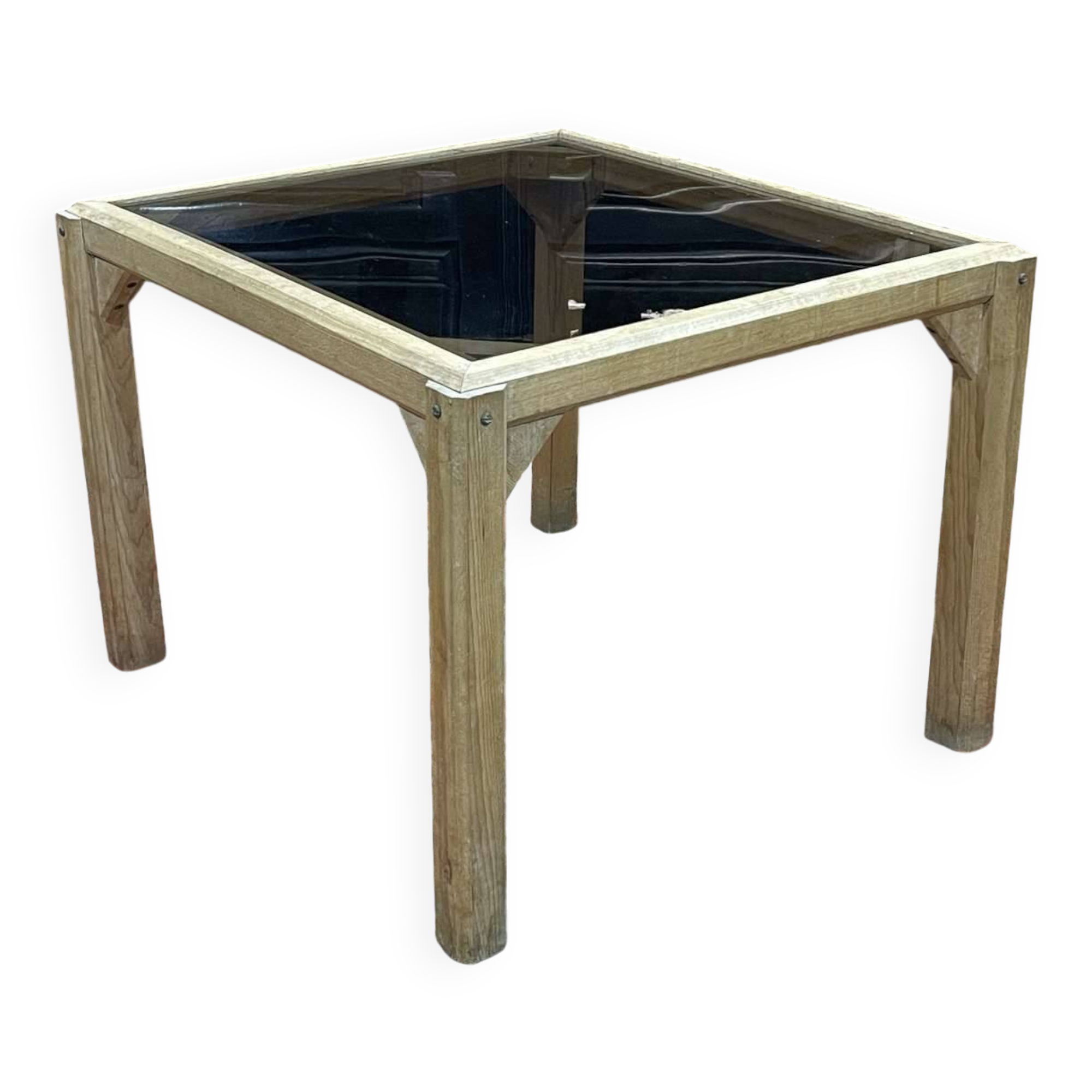 Coffee table in oak with a glass top, dating from the 1950s