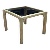 Table basse en chêne et dessus verre, travail des années 1950