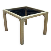 Table basse en chêne et dessus verre, travail des années 1950